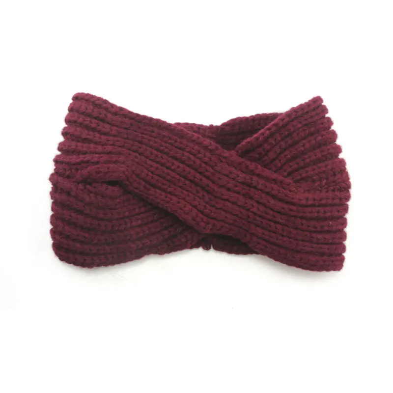 Женские повязки на голову для девочек, вязаные перекрещивающиеся повязки для волос, Однотонные эластичные повязки для волос, повязка на голову - Цвет: color 3