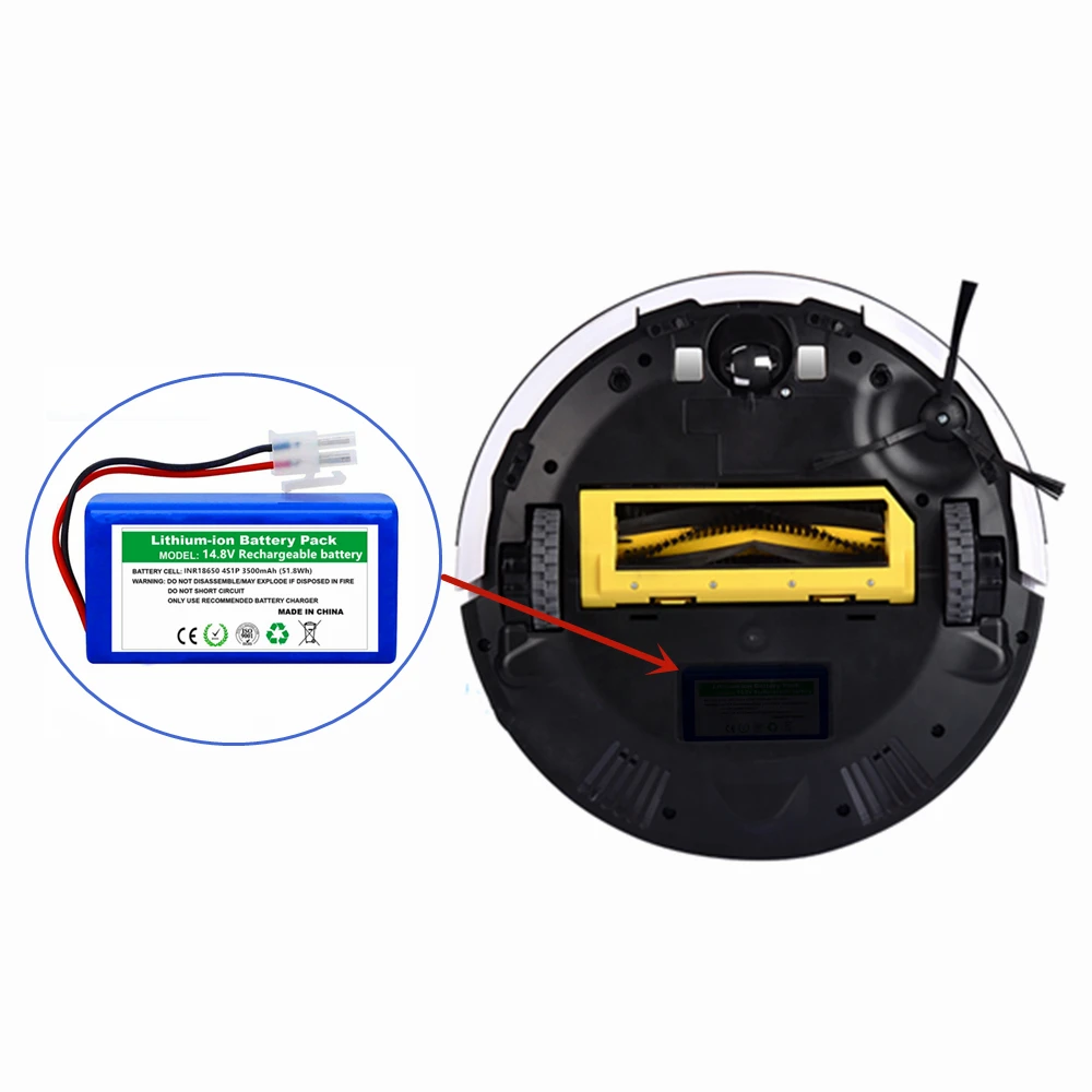 Bateria de Lítio para Ilife Novo 3500mah a4 A4s v7 a6 V7s Mais Robô Aspirador Ilife 4s 1p Capacidade Total - 14.8v 2500mah 3200mah - Image 3
