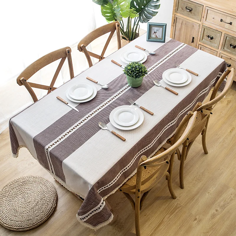 

Lanke Linen Table Cloth Rectangular Waterproof Oilproof With Tassel , Dining Tablecloth for Home Christmas Birthday Party