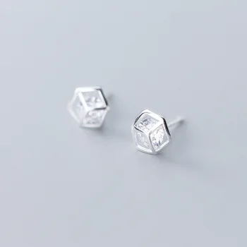 

MloveAcc 925 Sterling Silver Hexagonal Geometry Stud Earrings for Women Simple Earrings Sterling-silver-jewelry