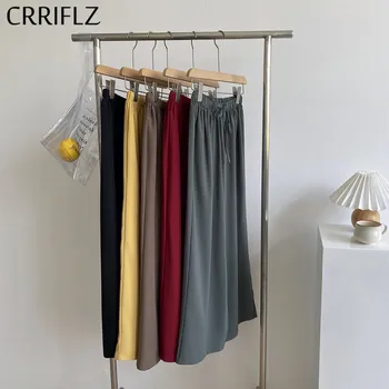 

CRRIFLZ 2020 New Loose Wide Leg Pants Women Summer Casual High Waist Ankle Length Pant