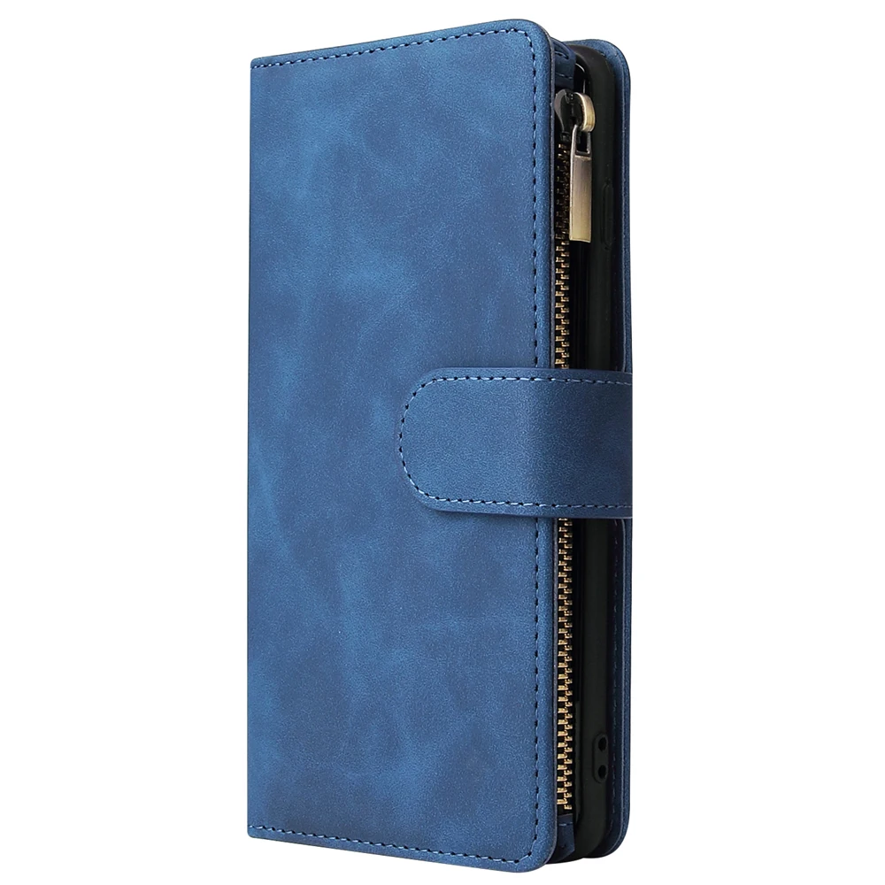 Чехол для телефона из искусственной кожи для samsung note9 note10 note10pro полностью закрытый защитный кошелек функция посылка - Цвет: Синий