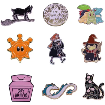 

20pcs/lot A3878 Patchfan Cartoon Animal Brooches Couple Cat Enamel Pins Clothes Collar Anime Lapel Pin Bag Metal Badges Jewelry