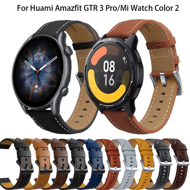 Compatible with Amazfit GTR 3 Pro Band, Leather Silicone Breathable  Replacement Smartwatch Strap Wristband Compatible for Amazfit GTR 2 / GTR 3  / GTR