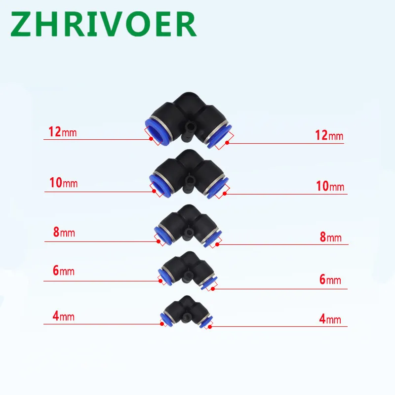 L Shaped Elbow OD Hose Tube One Touch Push in Air Pneumatic Connector Fittings Plastic Gas Quick Fitting 10mm 8mm 6mm 12mm 4mm