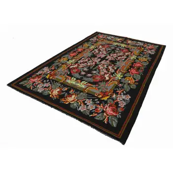 

218x338 Cm Black Handmade Vintage Moldovan Rugs Rug-7x11 Ft