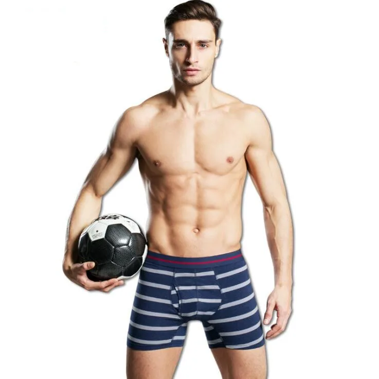 

Men Cotton Boxers Shorts Sexy Striped Underwear Max Size Super Elastic Lengthen Sports Running Fitness Boxers Shorts