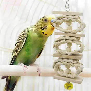 

Bird Parrot Toys 8 Packs Bird Swing Chewing Hanging Perches With Bells For Pet Parrot Lovebird Howl Budgie Cockatiels Macaws