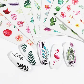 

1pcs Water Nail Decal and Sticker Flower Leaf Tree Green Simple Summer Slider DIY Watermark Manicure Decor Nail Art