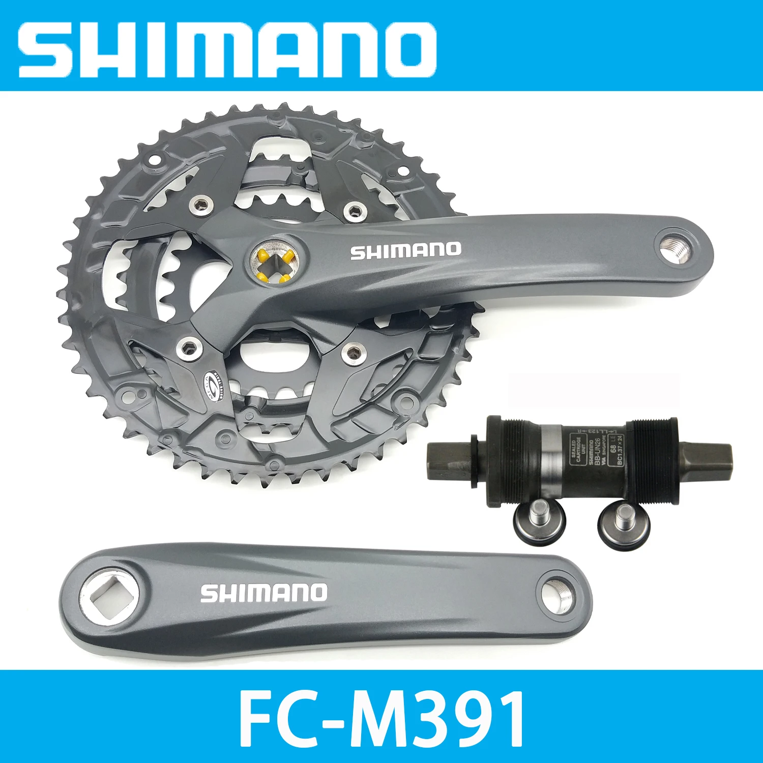 

SHIMANO ACERA FC-M391 Crankset 9 Speed 3x9 27s crank 48-36-26T 48T 175MM chainwheel with UN26 LL123 Bottom Bracket better FCM361