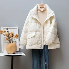 

2022new Winter Women Stand Collar Loose Down Short Jacket 90% White Duck Down Coat Casual Thick Warm Parkas Female Outwear