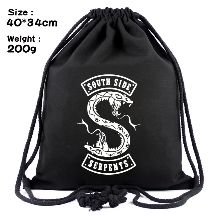 Riverdale South Side Serpents Cosplay Drawstring Bag Backpack Shoulder Bag School Student Bag Travel Gift