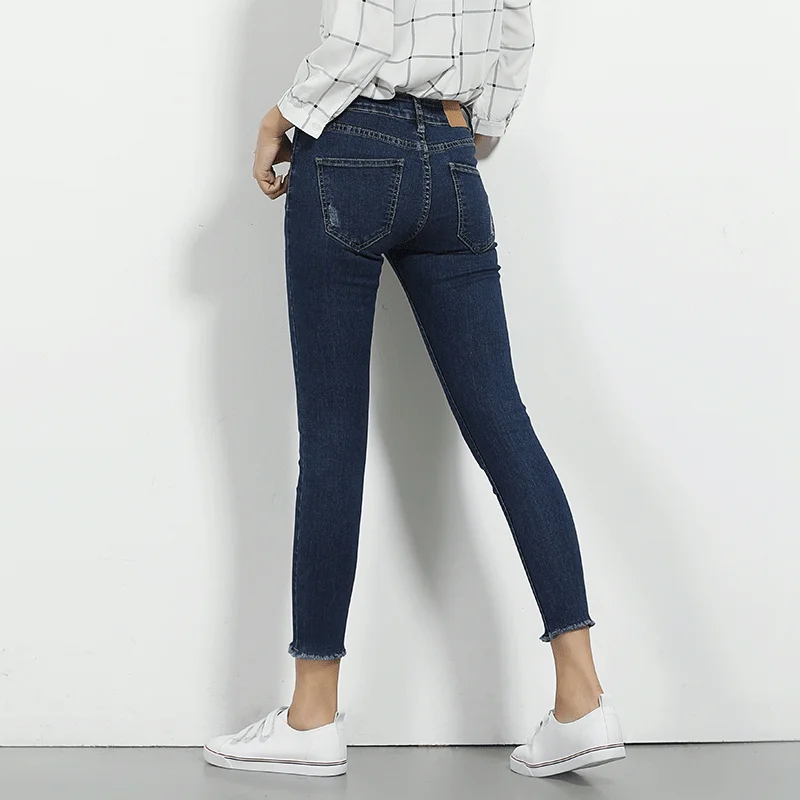 Женские леггинсы LEIJIJEANS синие эластичные длинные облегающие джинсы карандаш со