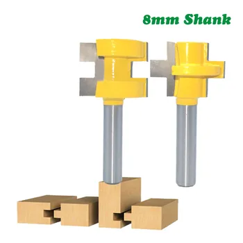 

2pc/set 8MM Shank Milling Cutter T-Slot Square Tooth Tenon Carving Woodwork Knife Router Bits For Woodworking Tools MC02140