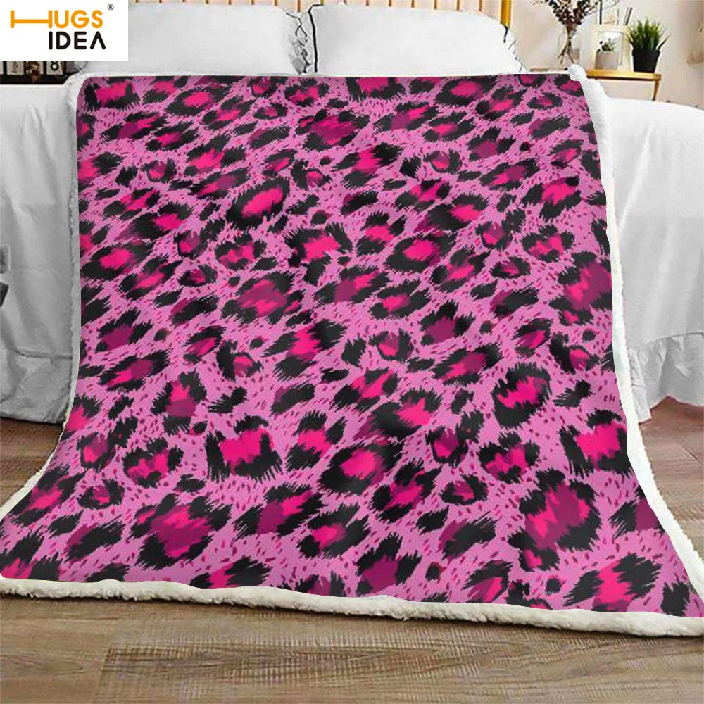 HUGSIDEA 2020 Pink Cheetah Leopard Print Soft Blankets for Women's Throw Blanket Sherpa Fleece Plush Bedspreads Beds | Дом и сад