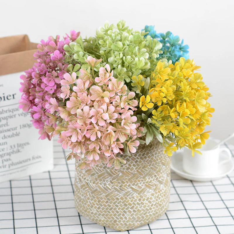 

1PC European Artificial Flower 7 Heads cherry blossoms Gradiflorus Lisianthus Christmas Wedding Party Home Decorative