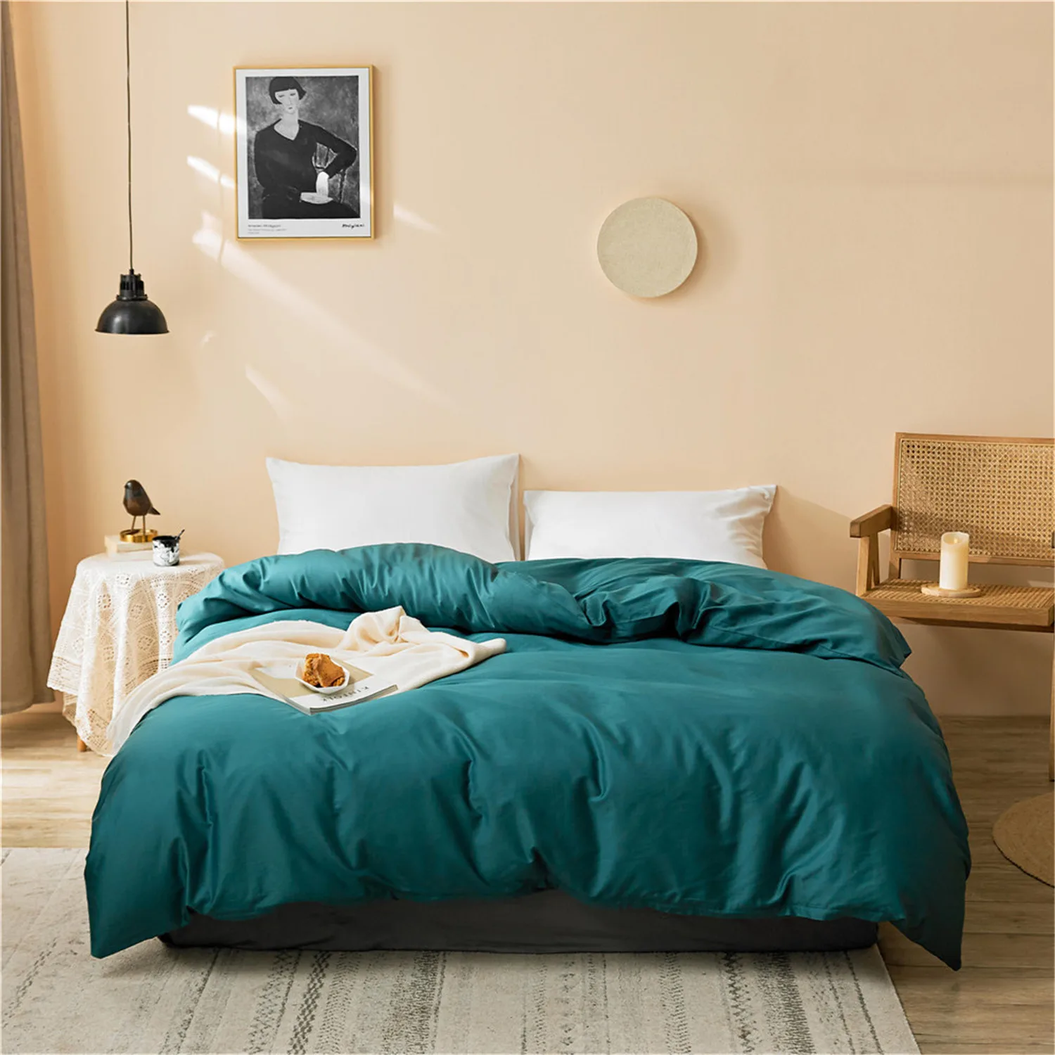 Dark green Пододеяльник 60s длинный штапельный хлопок пододеяльник на молнии Королева Король сплошной цвет не выцветает не садится - Цвет: Dark green