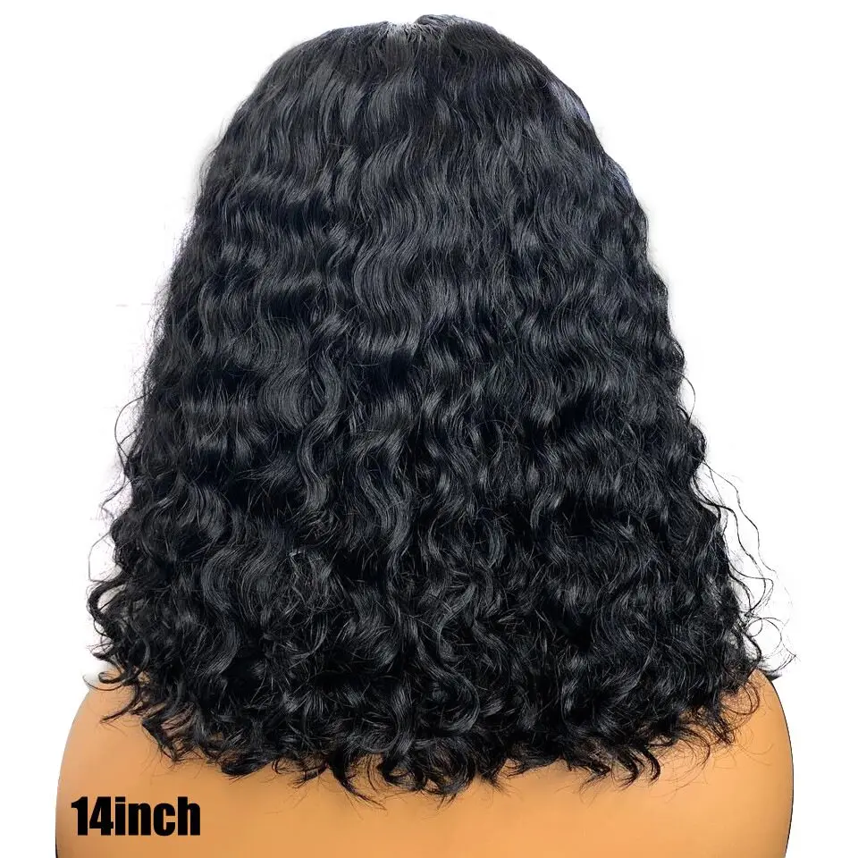 

13x6 Short Bob Lace Front Wigs Human Hair Natural Wave Indian Remy Natural Black Pre Plucked Bleached Knots For Women