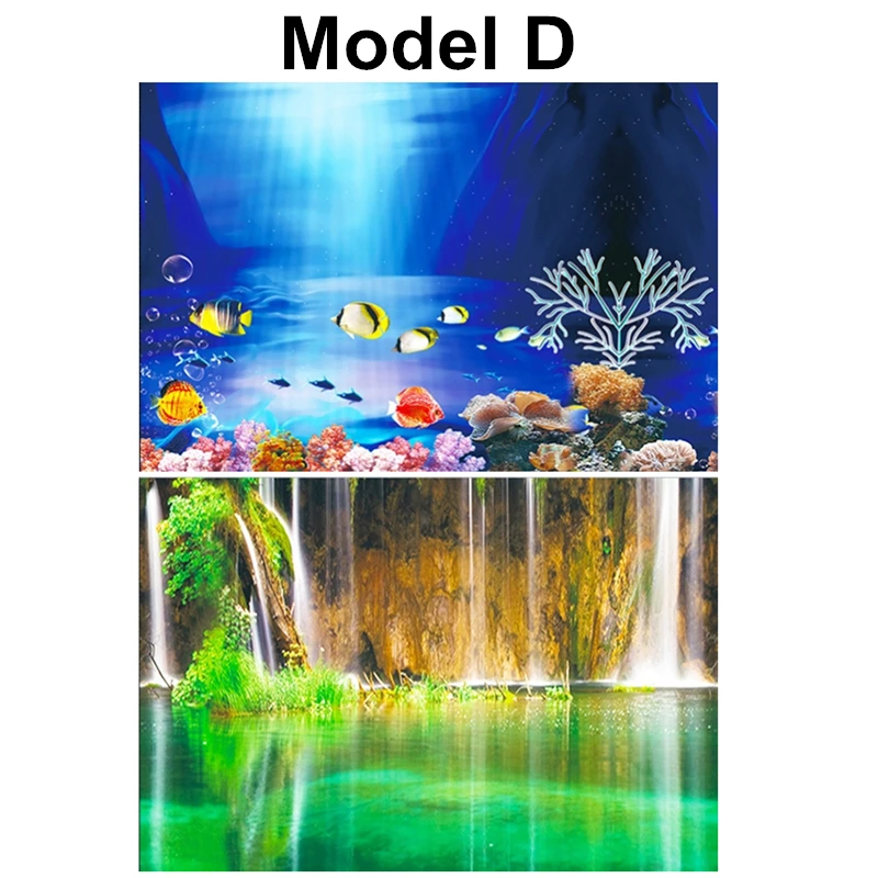 ПВХ двухсторонний декоративный плакат для аквариума, фоновая наклейка для аквариума, декорация для океана, декоративные аксессуары - Цвет: D