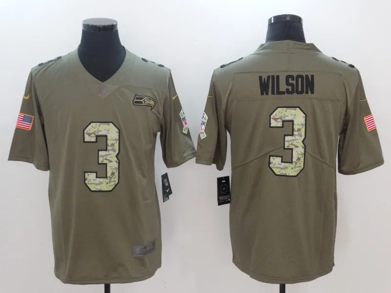 Черный Мужские футбольные майки Seattle Shaquem Griffin Russell Wilson Bobby Wagner Doug Baldwin - Цвет: Черный