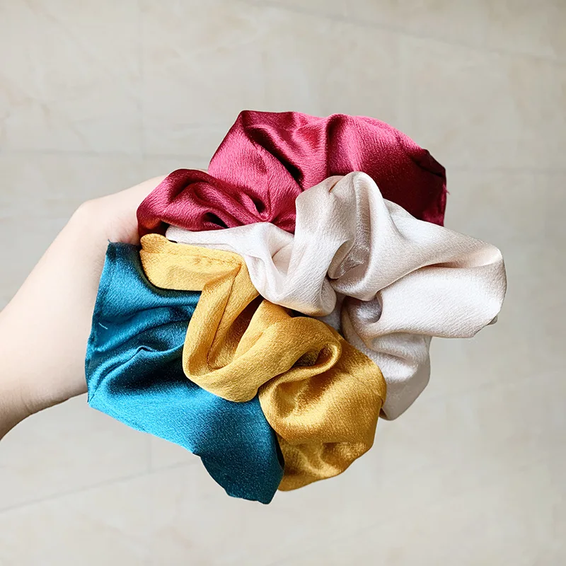 

Simple Satin Elegant Scrunchie Women Girls Elastic Hair Rubber Bands Accessories Tie Hair Rope Ring Holder Headwear Headdress