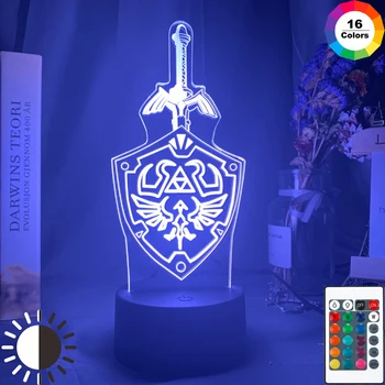

Game The Legend of Zelda Link's Sword and Shield Sign Led Night Light Lamp for Kids Child Room Decor Cool Birthday Gift for Fans