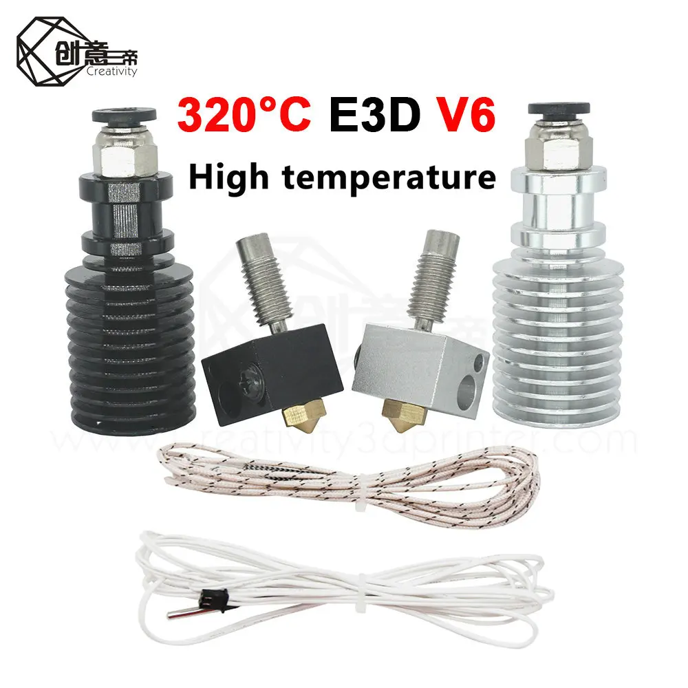 

Creativity 3D Printer Parts 0.4/1.75mm E3D V6 Hotend Kit High temperature version 320 degrees J-head extruder 12/24V hot end