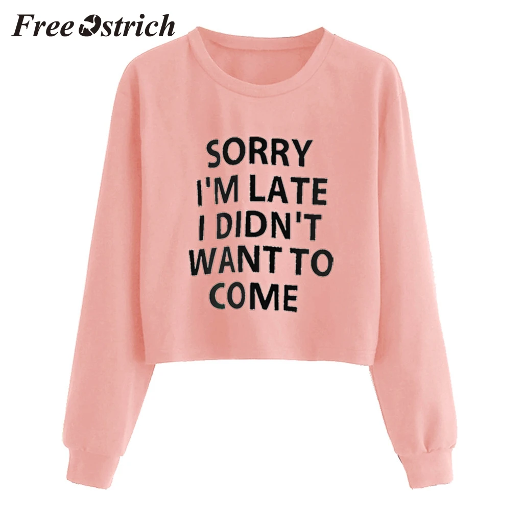 FREE OSTRICH Fashionable design women's long-sleeved sweatshirt letters print casual high-quality fabric  light soft sweatshirt