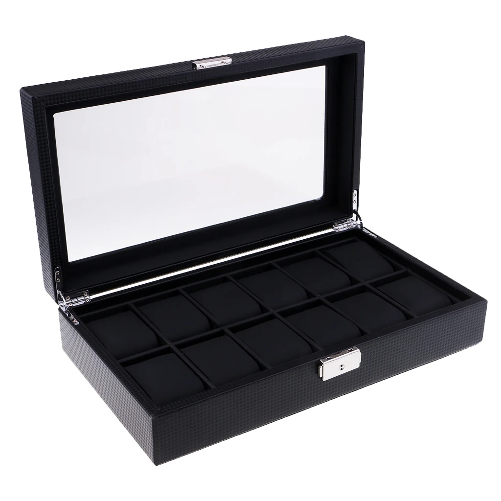 

12 Grids Slots Wrist Watch Box Leather DIY Jewelry Collection Display Case