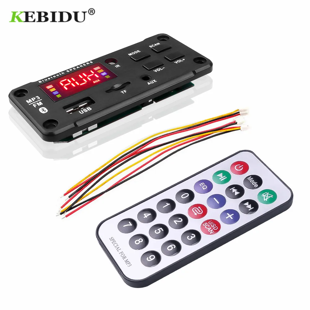 KEBIDU Bluetooth MP3 декодер аудио плата DC 5 в 12 В USB питание TF FM Радио MP3 плеер для автомобиля музыкальный динамик+ пульт дистанционного управления