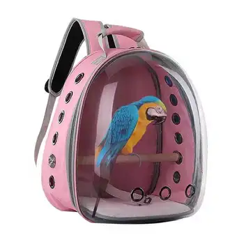 

RFWCAK Pet Parrot Backpack Bird Carrying Cage Outdoor Travel Comfortable Breathable Extensible Carrier Backbag Space Capsule