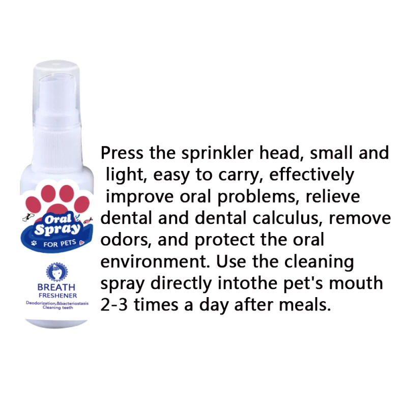 Освежитель дыхания для собак, собак, кошек, зубов, свежее дыхание, антибактериальный спрей для полости рта, для полоскания рта, нетоксичный, здоровый уход за зубами
