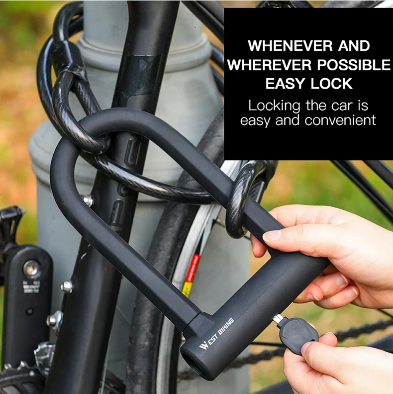 Antivol Vélo WEST BIKING - Câble Acier 110cm + 2 Clés - Sécurité Robuste