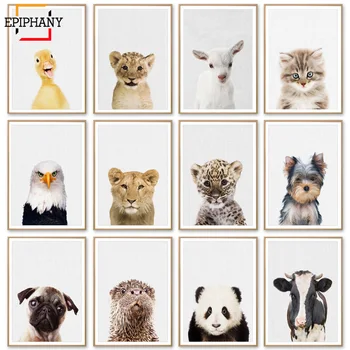 

Canvas Painting Animal Wall Art Lion Panda Pug Cat Nursery Posters and Print Wall Pictures for Living Room Decoration Home Decor