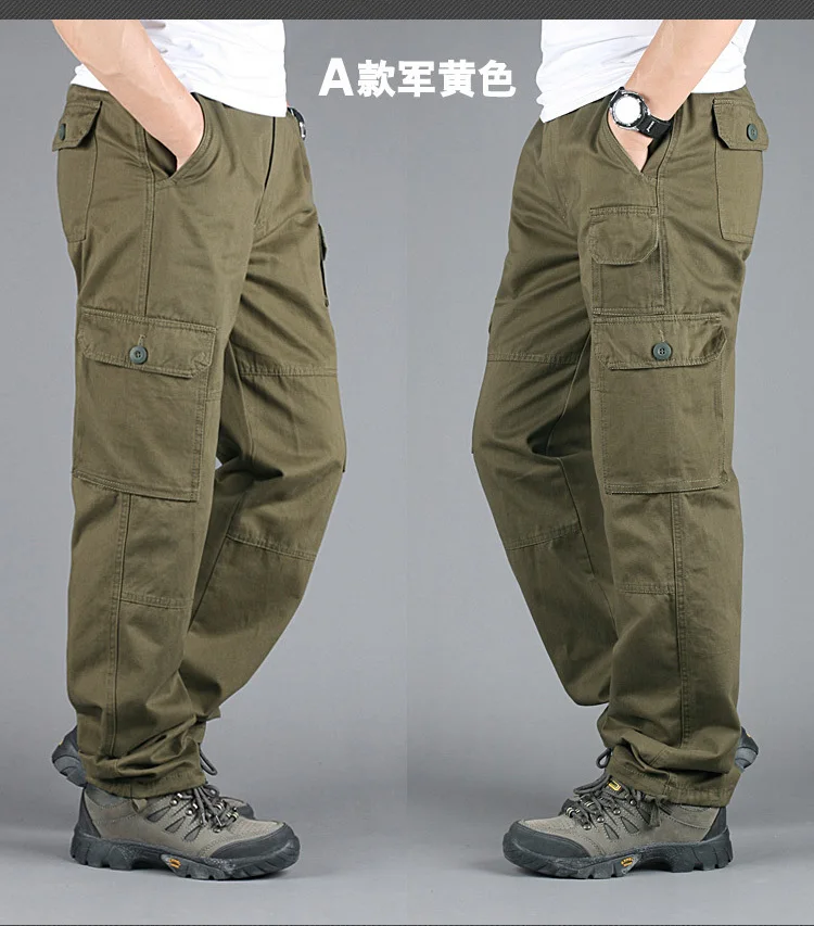 Outdoor Climbing Fishing Camp Multi-pocket Military Cargo Pants Spring Autumn Men Sports Cotton Tactical Army Trousers Overalls