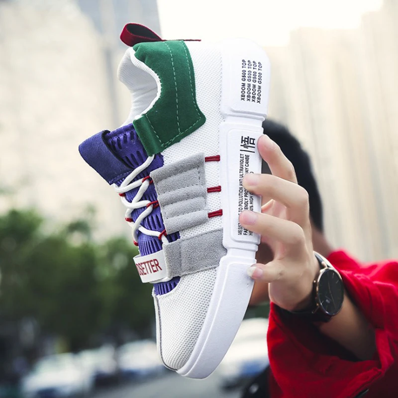 

Men Casual Shoes 2019 Lace-Up Fashion Sneakers Men Footwear Breathable Mesh Platform Flats Man Shoes