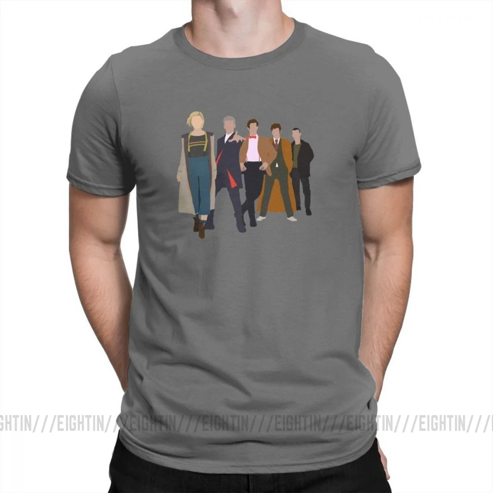 Doctor Who All Five Modern Doctors T-Shirts New Costume Male Cool New Design T Shirts Short Sleeved Tees Pure Cotton Plus Size - Цвет: Темно-серый