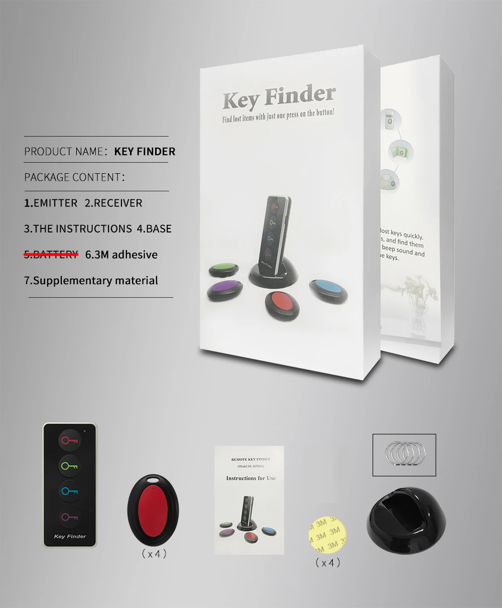 Key Finder беспроводной локатор трекер Смарт-трекер анти-потеря для телефона багажная сумка Pet пульт дистанционного управления с фонариком