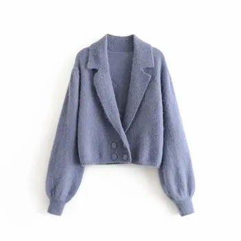 

Women's Autumn winter college style solid color v-neck sweater Female casual cardigens chic long sleeve Tops TB3926