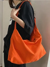  Casual Canvas Shoulder Bag For Women Large Capacity Crossbody Bag Fashion Solid Color Dumpling Bag Shopping Tote Teenager Handba 