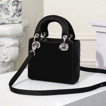 

D button D badge designer luxury women's Bag Mini Satin crystal diamond inlaid Daifei bag single shoulder portable straddle bag