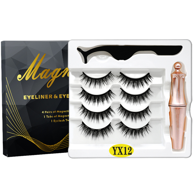 8PCS 2022 New 5 Magnet Magnetic Eyeliner 3D Kit Mink Eyelashes Natural with False Lashes with Tweezers