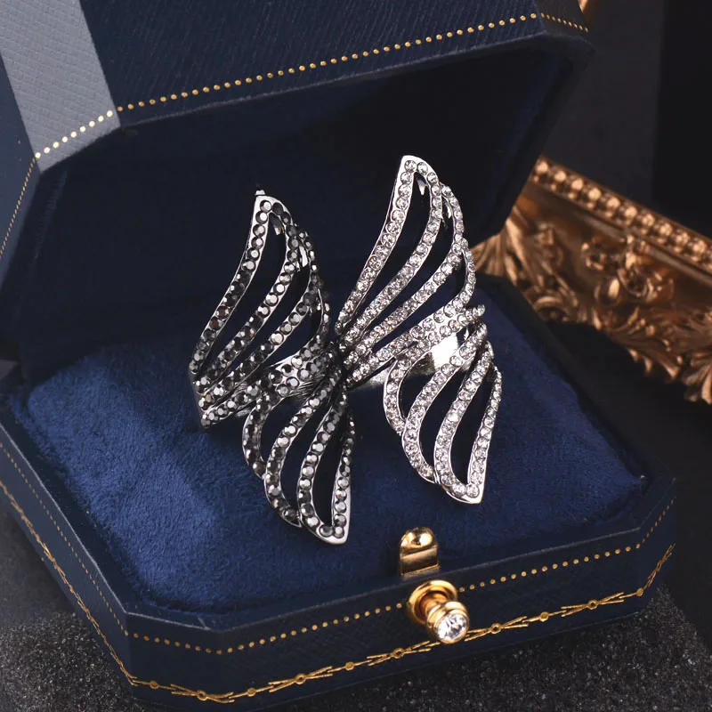 SINLEERY модное серебряное кольцо с крыльями ангела с фианитом для женщин ювелирное вечернее кольцо размер 7 8 9 JZ181 SSD