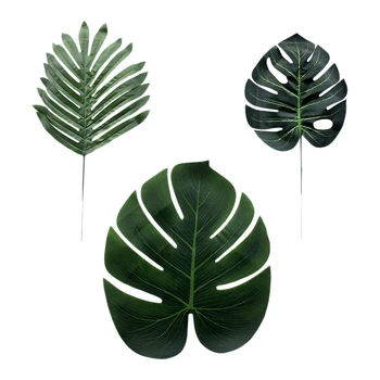 

36 Pcs 3 Kinds Large Artificial Palm Leaves Faux Tropical Plant Leaves Monstera Leaves Leaves for Hawaiian Luau Party Jungle Bea