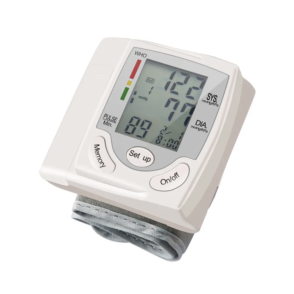 Automatic Digital LCD Display Wrist Blood Pressure Monitor Device Heart Beat Rate Pulse Meter Measure Tonometer White Oximeter
