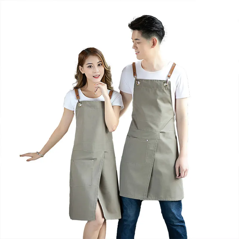 Embroidery Or Printing On Aprons For Chefs In Coffee Shops, Tea Houses And Restaurants Split Fork Strap Apron