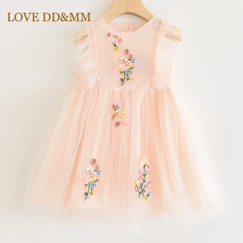 LOVE DD&ampMM Girls Dresses 2022 Summer New Children's Wear Simple Princess Embroidery Mesh Sleeveless Sweet Dress | Детская одежда