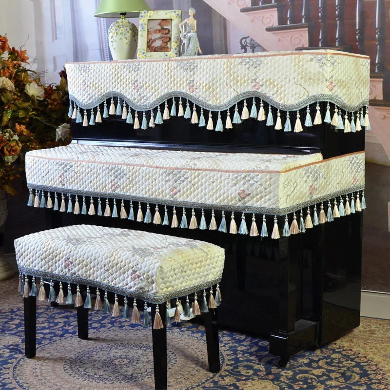 

European Style Piano Cover Three-piece Full Cover Half Cover Dust Cover Fabric Thickened Piano Covered Piano Stool Cover
