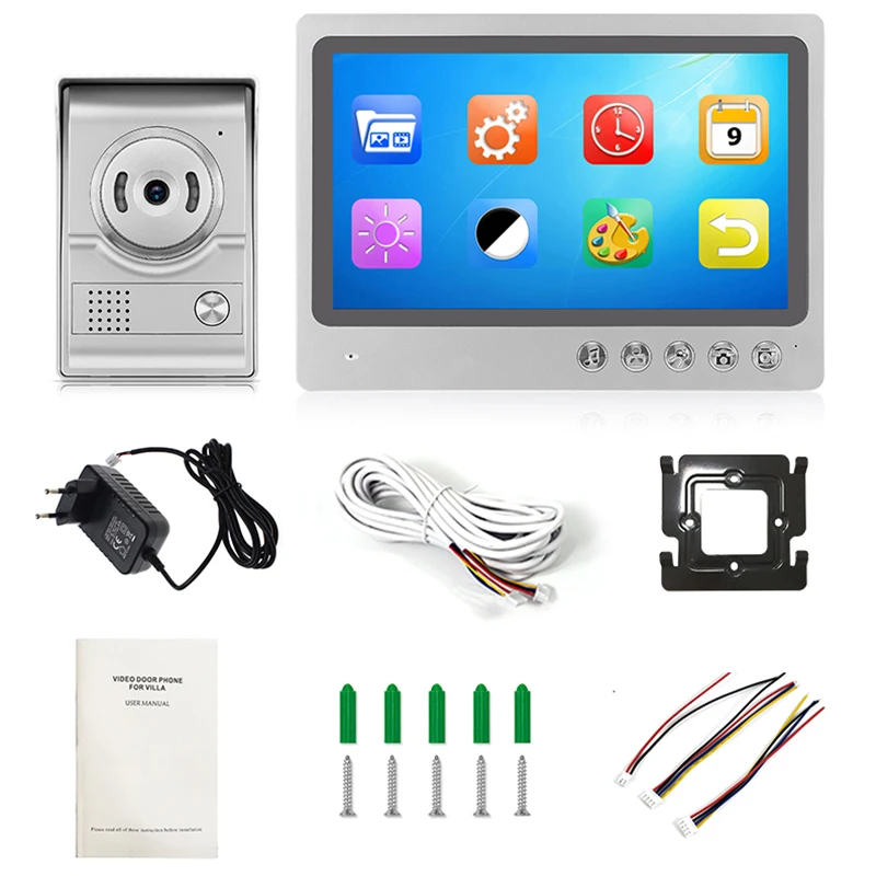 

9-Inch Wired Video Intercom Doorbell over Waterproof Outdoor Infrared Camera for Home Security Eu Plug