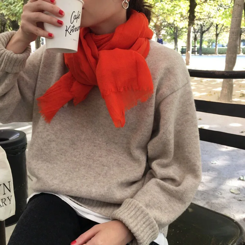 

Autumn Women's Loose Solid Color Pullover Sweater New Korean Chic Simple Casual O-neck Knit Sweater Student Female GD067